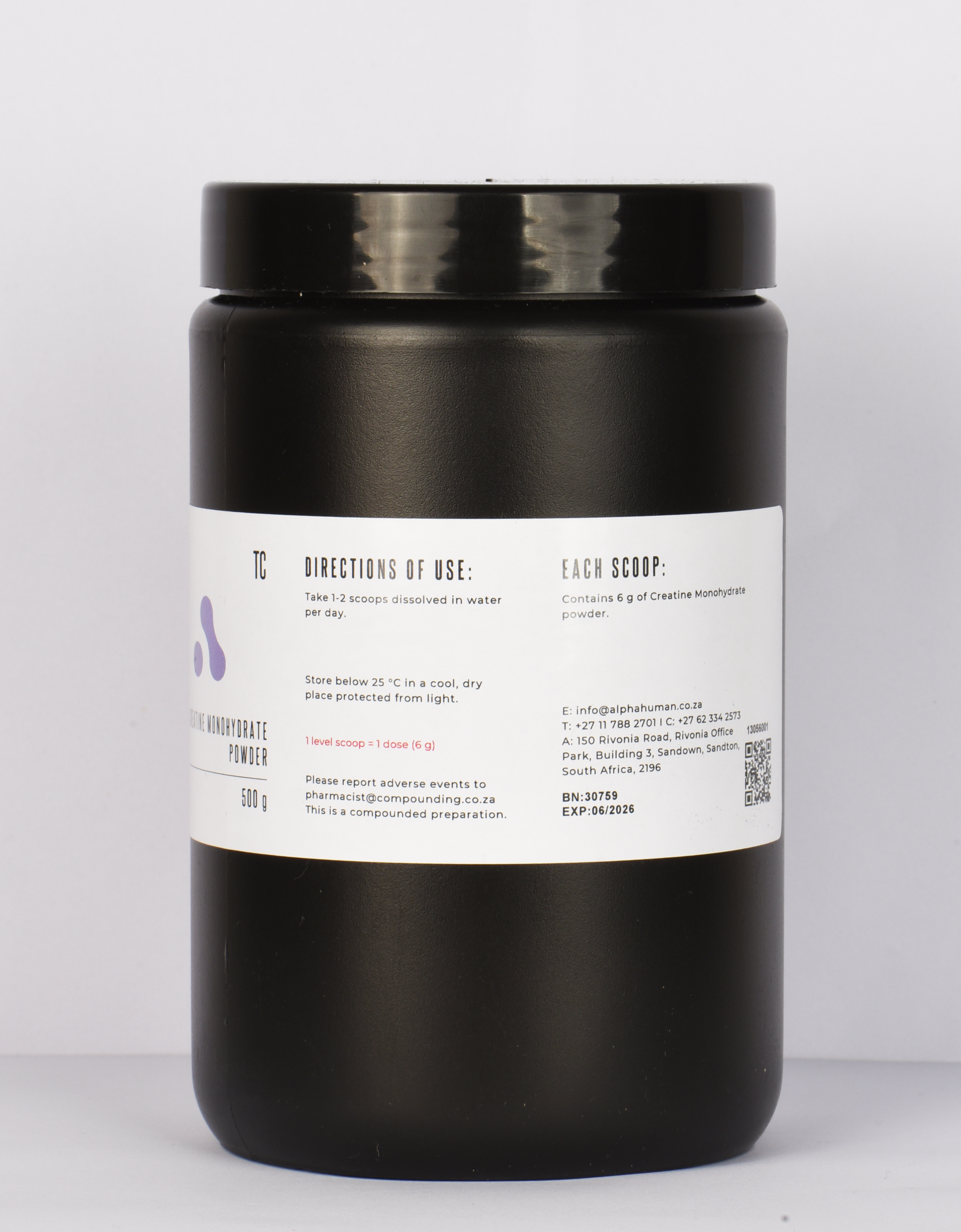 Creatine Powder 500 g Ingredients and Directions of Use