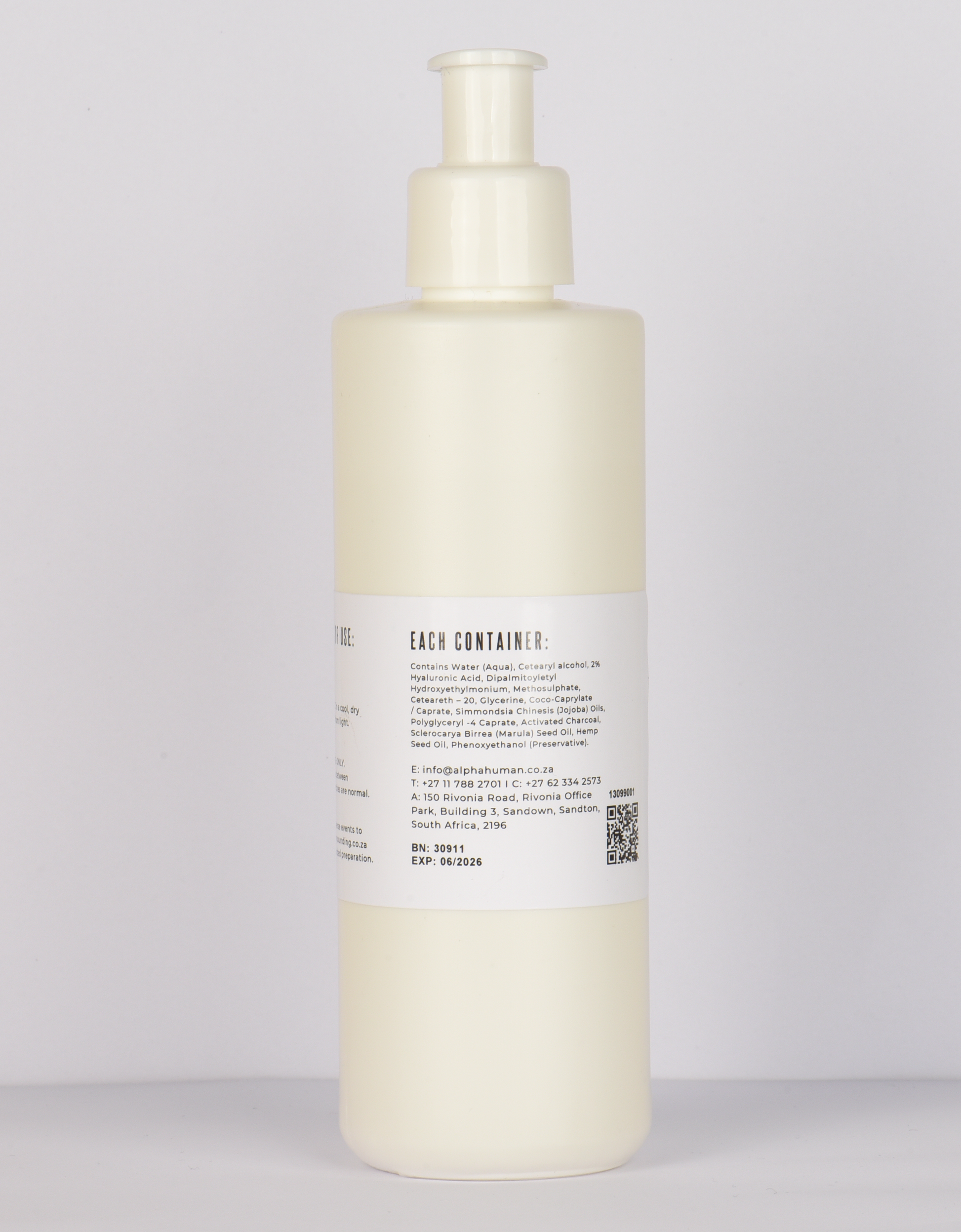 Hair Restoration (Hyaluronic acid and Activated Charcoal) Conditioner Ingredients
